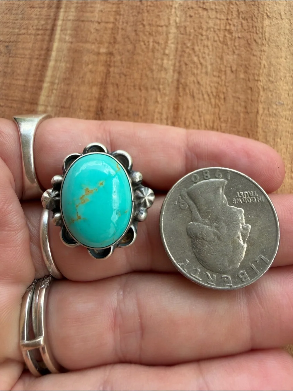 Navajo Handmade By Ronnie Martinez Kingman Turquoise Ring Size 8.5